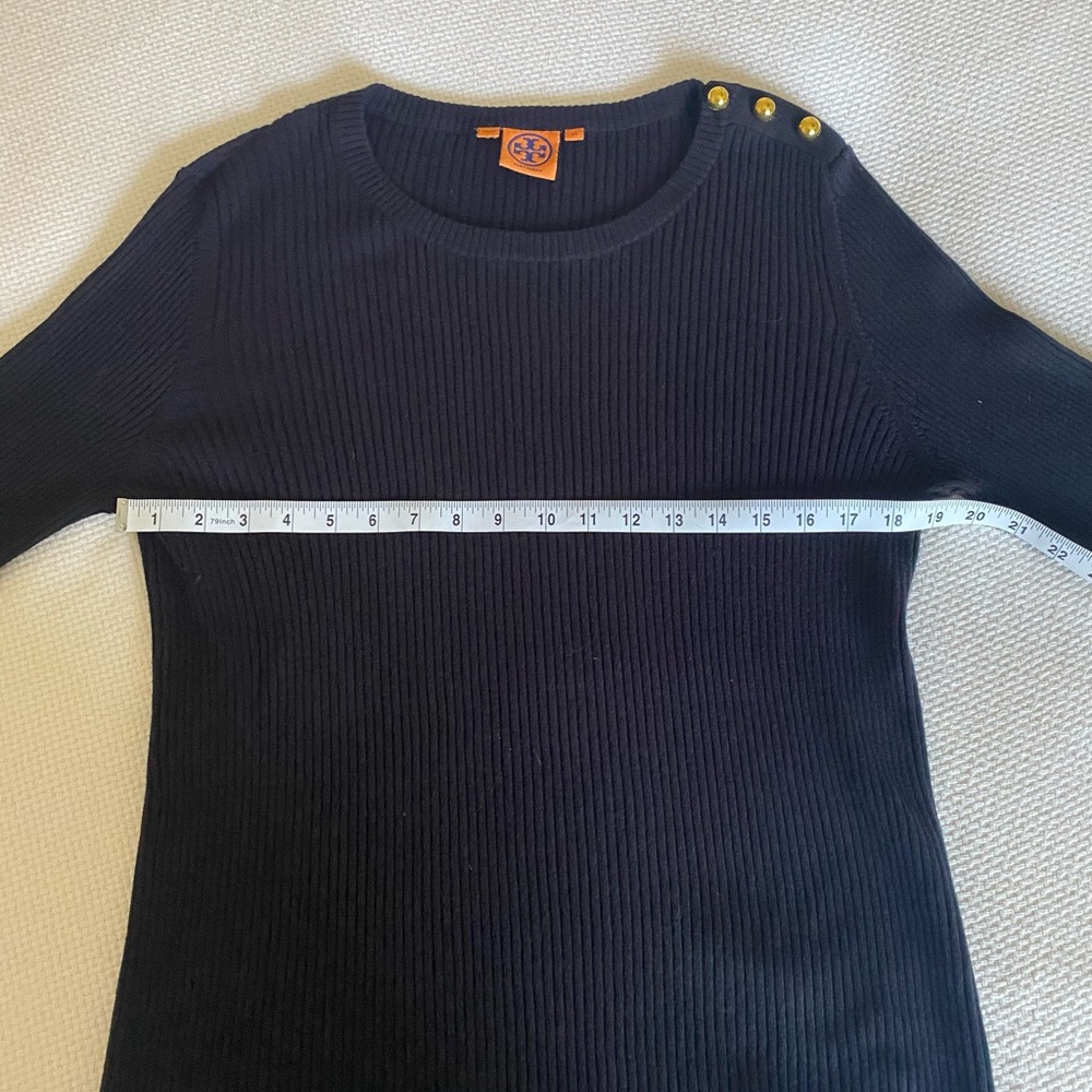Tory Burch Black Ribbed Cashmere Blend Sweater Size XL - Picture 6 of 13